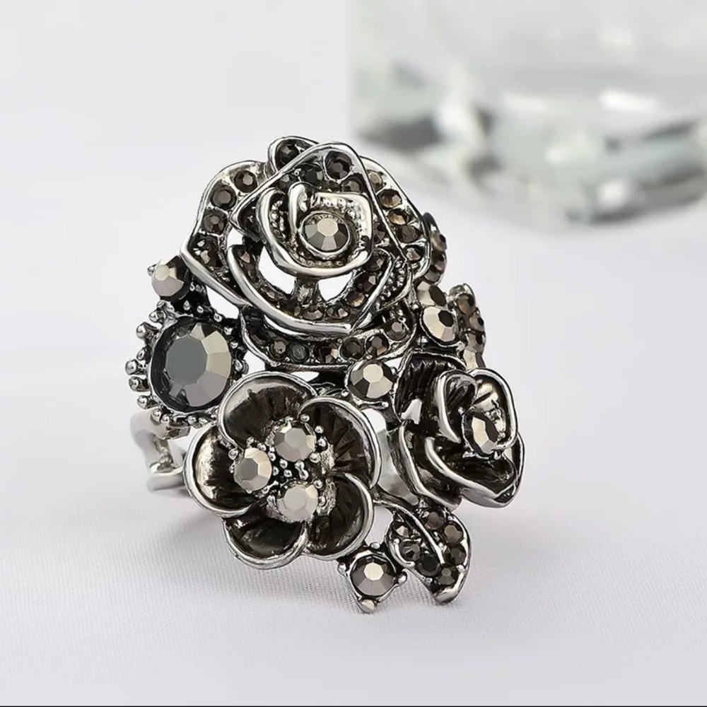 Black Rose Petal Diamond Ring